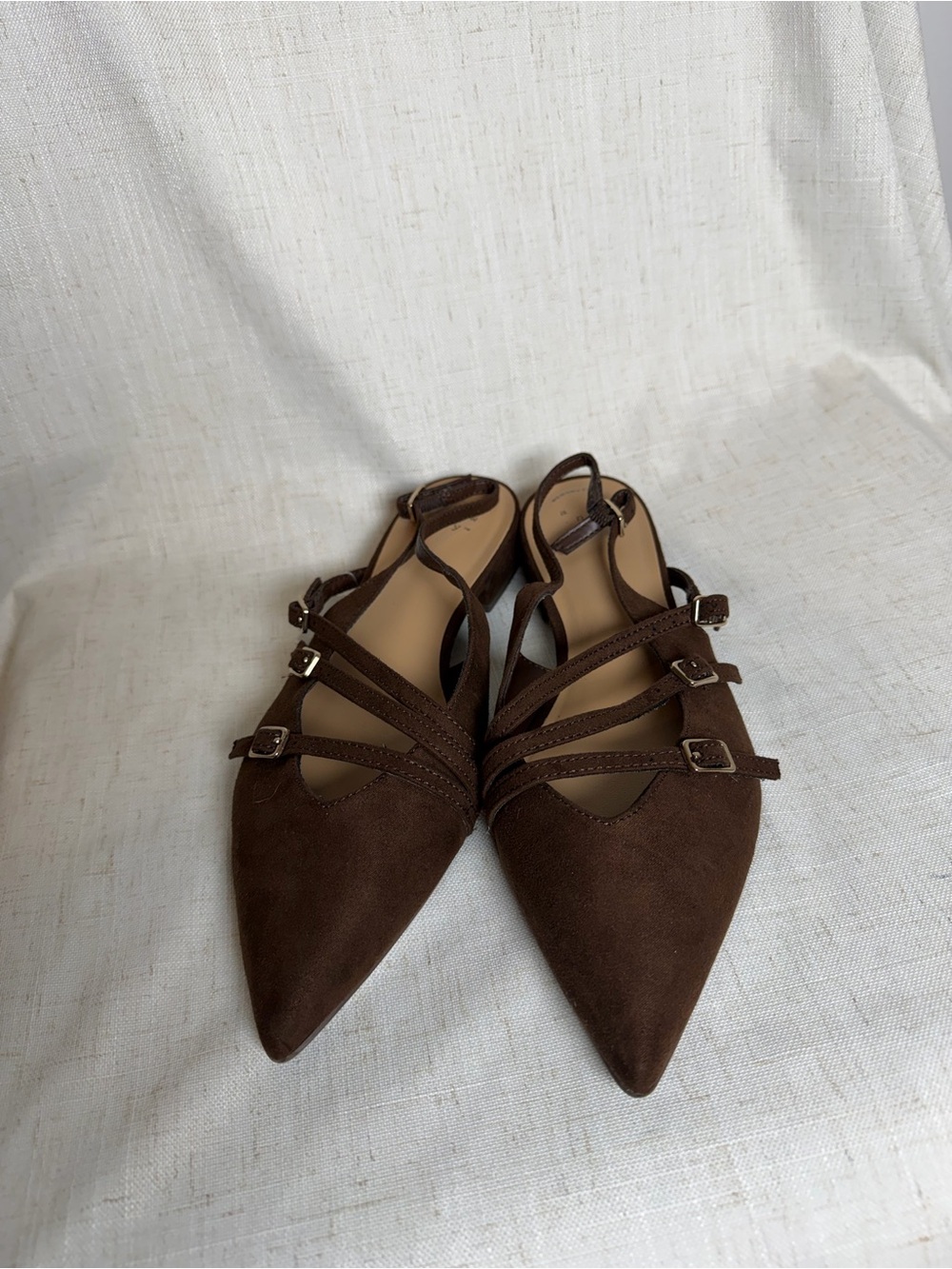 a new day Brown Pointed-Toe Multi-Strap Flats